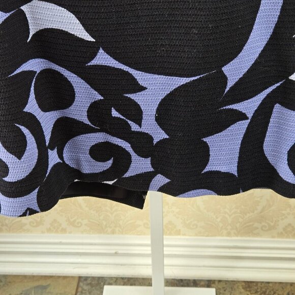 Ann Taylor Size 2 Blue Black Floral Pattern Pencil Skirt Lined Hidden Back Zip - Picture 4 of 11